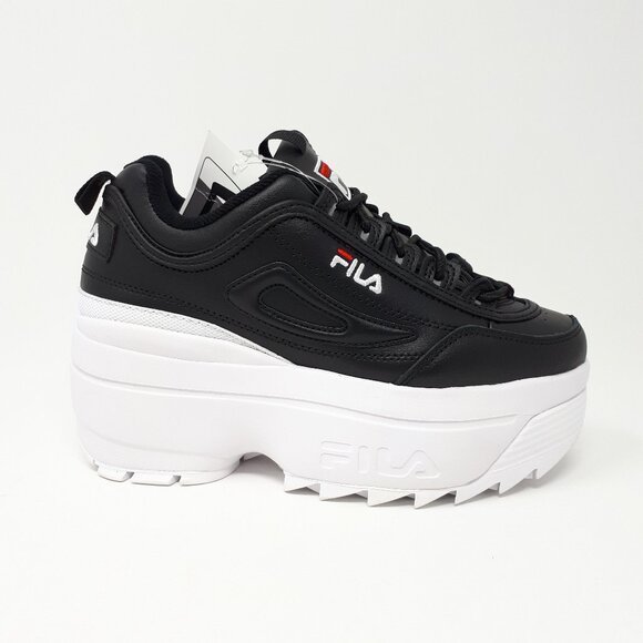 NEW Fila Disruptor 2 Wedge Platform Shoe Sneaker Chunky Retro Black Womens Sizes - Picture 1 of 13